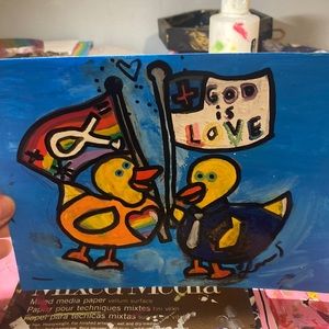 Original painting “duck duck truce”